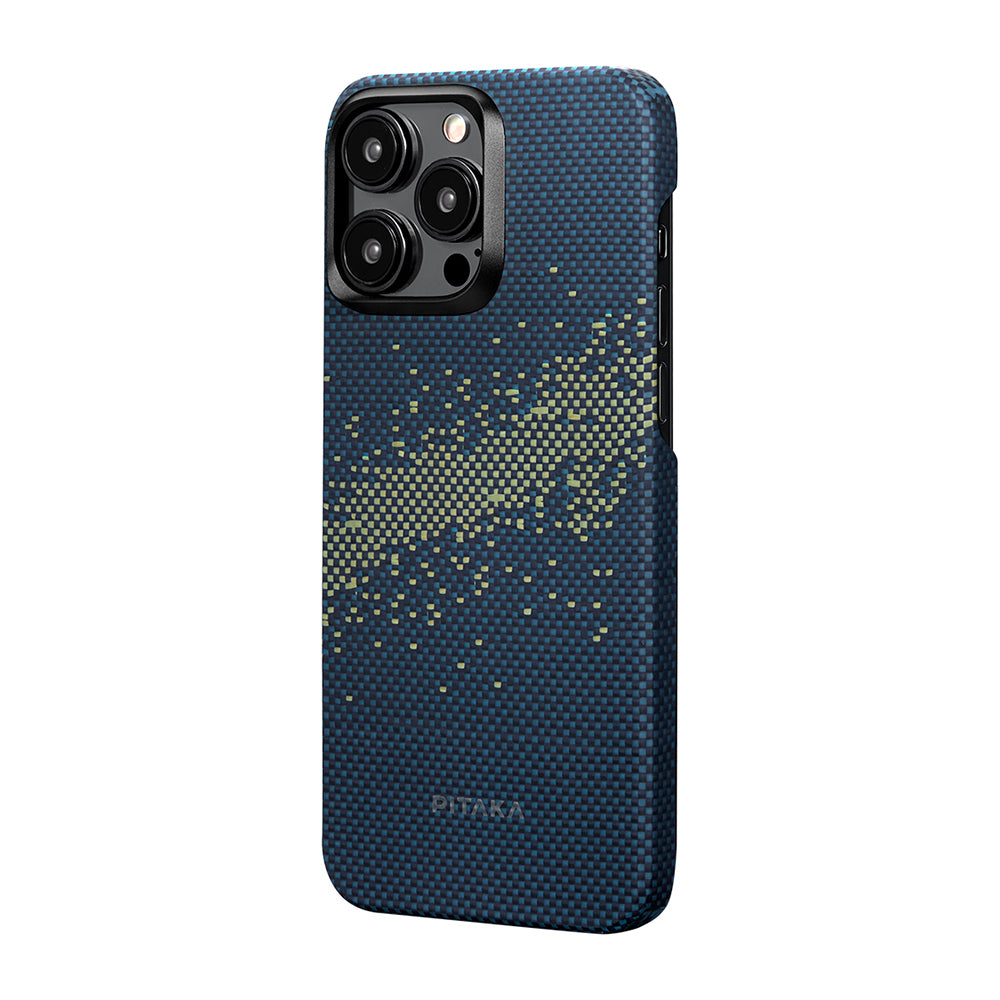 iPhone 15 Pro Max Kılıf M-safe Şarj Özellikli Aramid Karbon Fiber Pitaka Tactile Woven Starpeak Serisi Milky Way Galaxy Kılıf