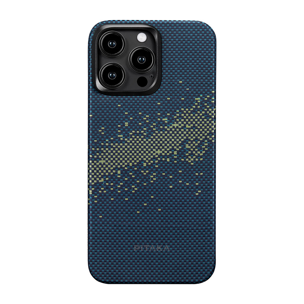 iPhone 15 Pro Max Kılıf M-safe Şarj Özellikli Aramid Karbon Fiber Pitaka Tactile Woven Starpeak Serisi Milky Way Galaxy Kılıf