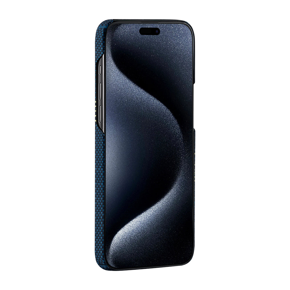 iPhone 15 Pro Max Kılıf M-safe Şarj Özellikli Aramid Karbon Fiber Pitaka Tactile Woven Starpeak Serisi Over The Horizon Kılıf