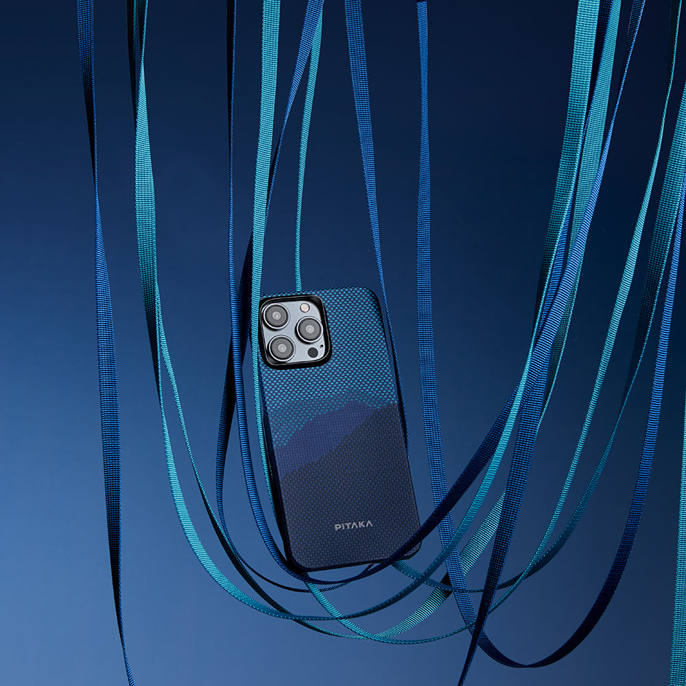 iPhone 15 Pro Max Kılıf M-safe Şarj Özellikli Aramid Fiber Pitaka Tactile Woven Starpeak Serisi Over The Horizon Kılıf