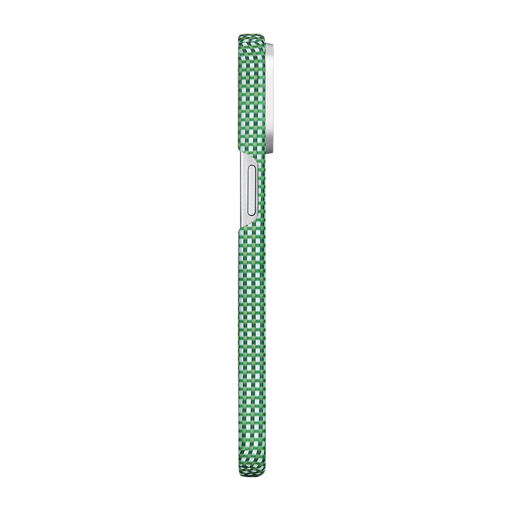 iPhone 15 Pro Max Kılıf M-safe Şarj Özellikli Aramid Karbon Fiber Pitaka Ultra-Slim Classic Serisi Forest Green Kılıf