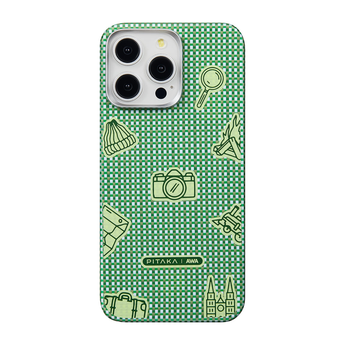 iPhone 15 Pro Max Kılıf M-safe Şarj Özellikli Awa Tasarımlı 1500D Aramid Fiber Pitaka Ultra-Slim Classic Serisi Forest Kılıf