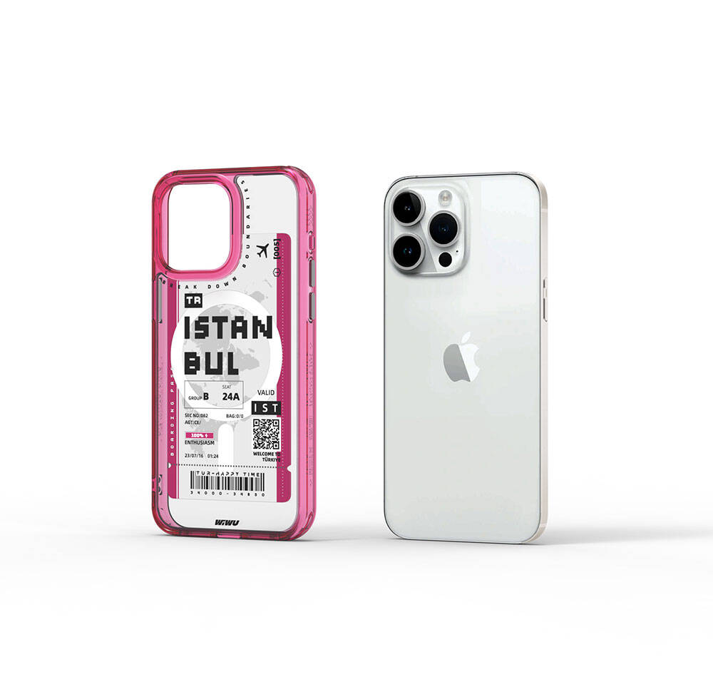 iPhone 15 Pro Max Kılıf M-safe Şarj Özellikli Bilet Desenli Wiwu Turkey B Serisi Kılıf