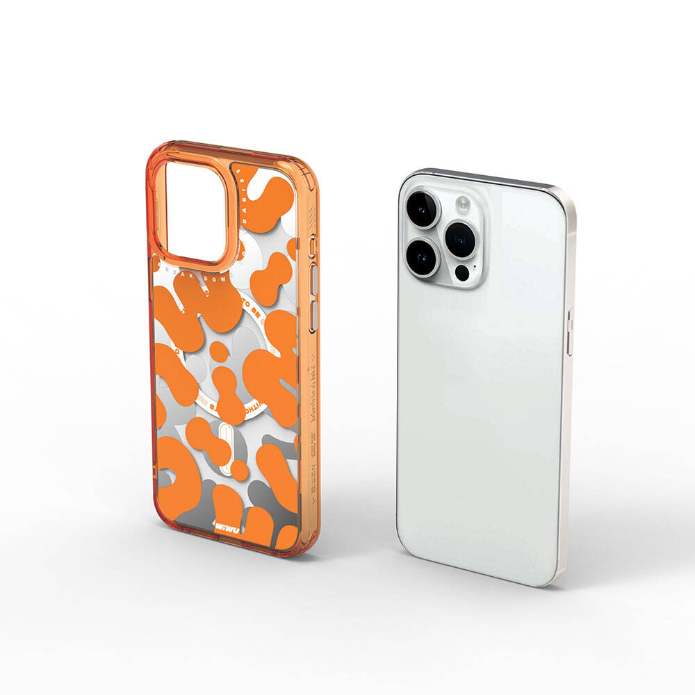 iPhone 15 Pro Max Kılıf M-safe Şarj Özellikli Boya Desenli Wiwu Fluorescent G Serisi Kılıf