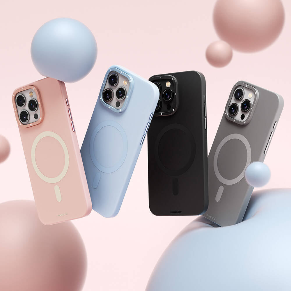 iPhone 15 Pro Max Kılıf M-safe Şarj Özellikli Çizilmeye ve Aşınmaya Dayanıklı Youngkit Velvet Serisi Kılıf