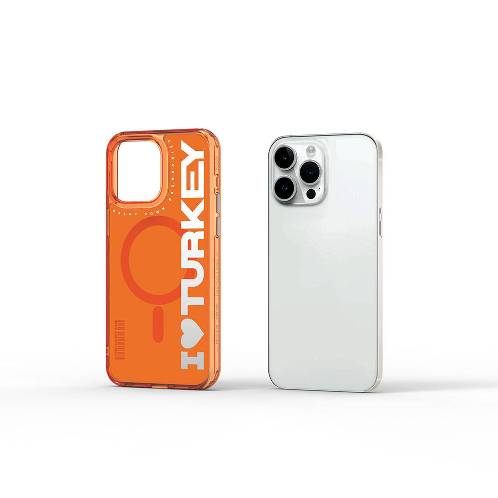iPhone 15 Pro Max Kılıf M-safe Şarj Özellikli I Love Turkey Yazı Desenli Wiwu Turkey E Serisi Kılıf