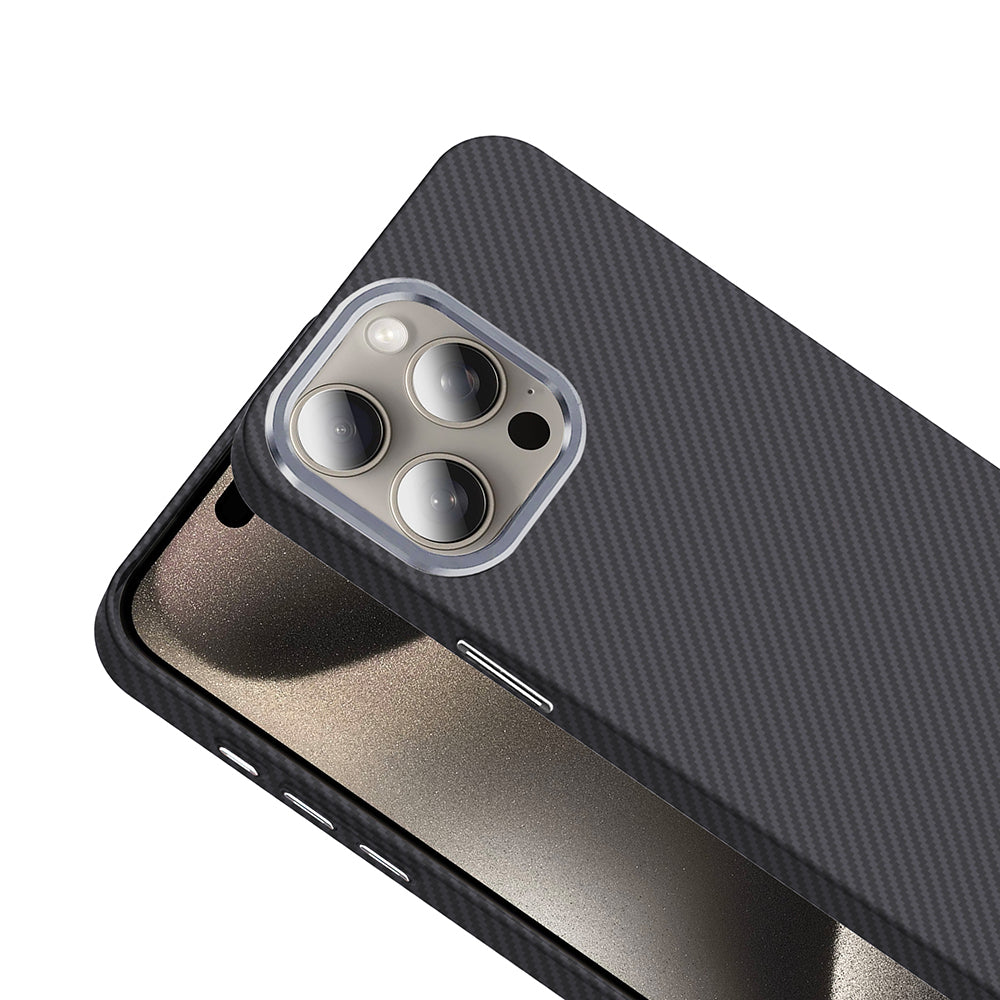 iPhone 15 Pro Max Kılıf M-safe Şarj Özellikli Karbon Fiber Görünümlü Zore Gros Kılıf