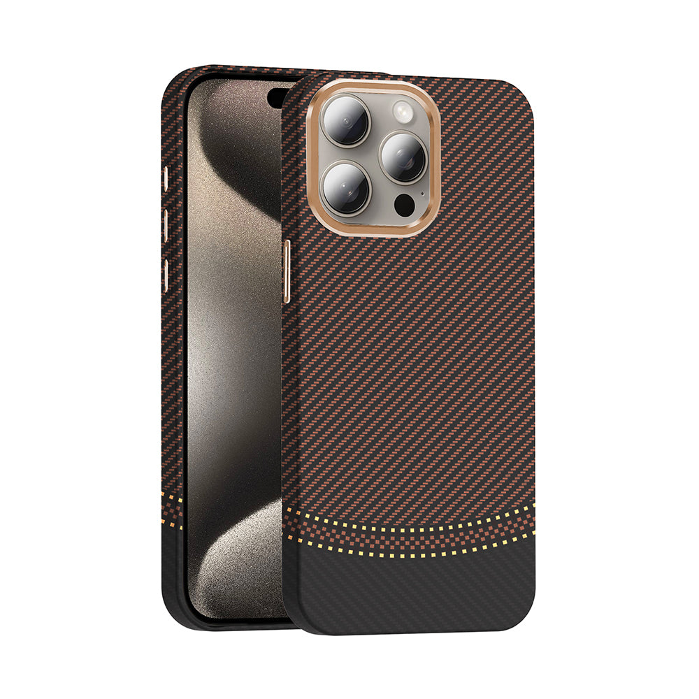 iPhone 15 Pro Max Kılıf M-safe Şarj Özellikli Karbon Fiber Görünümlü Zore Gros Kılıf