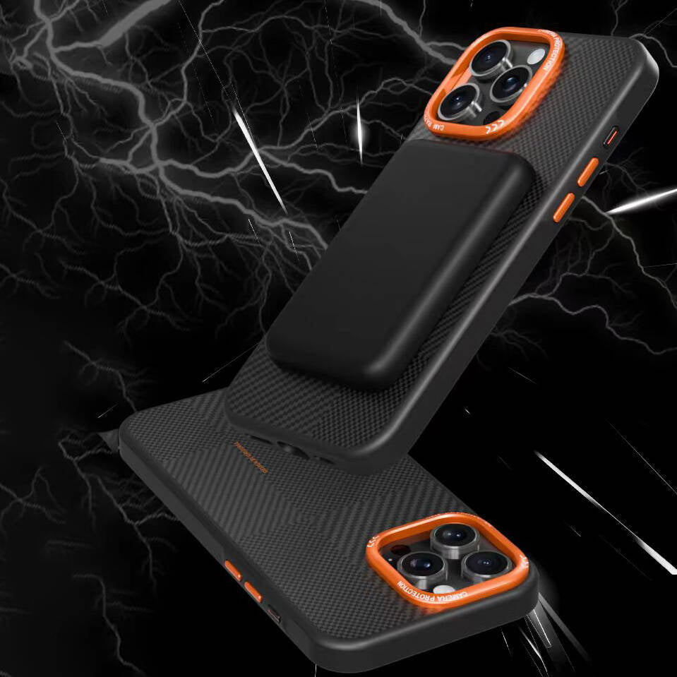 iPhone 15 Pro Max Kılıf M-safe Şarj Özellikli Karbon Fiber Görünümlü Zore Kamp Kılıf