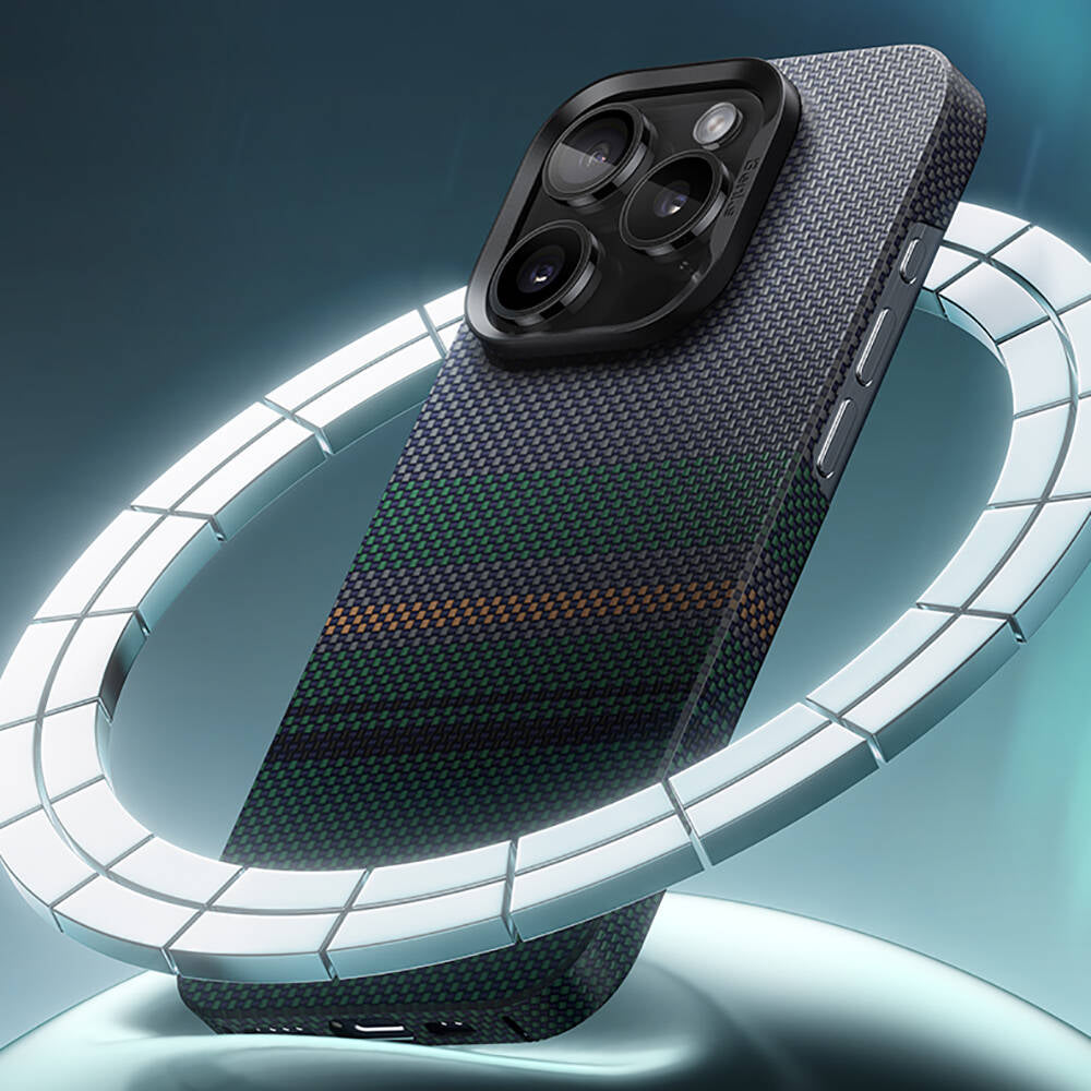 iPhone 15 Pro Max Kılıf M-safe Şarj Özellikli Karbon Fiber Tasarımlı Benks Aurora ArmorAir Kevlar Kılıf