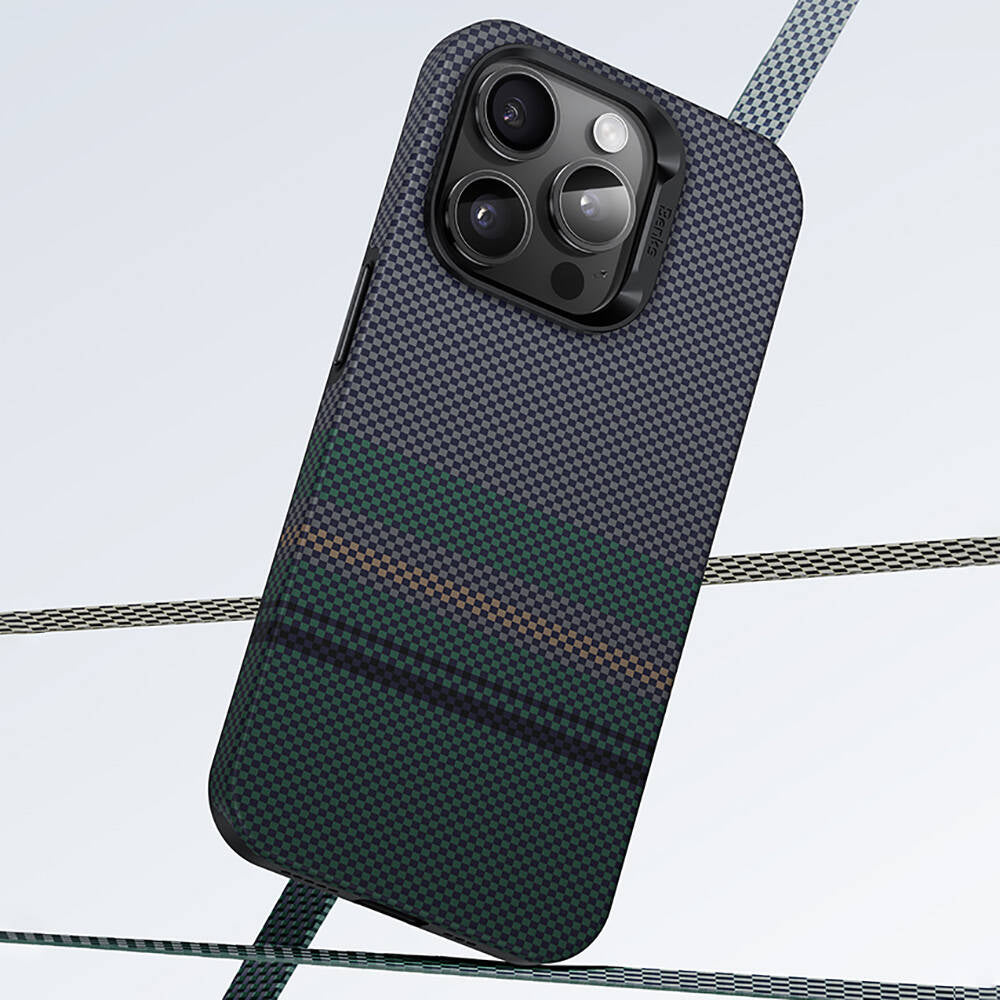 iPhone 15 Pro Max Kılıf M-safe Şarj Özellikli Karbon Fiber Tasarımlı Benks Aurora ArmorPro Kevlar Kılıf