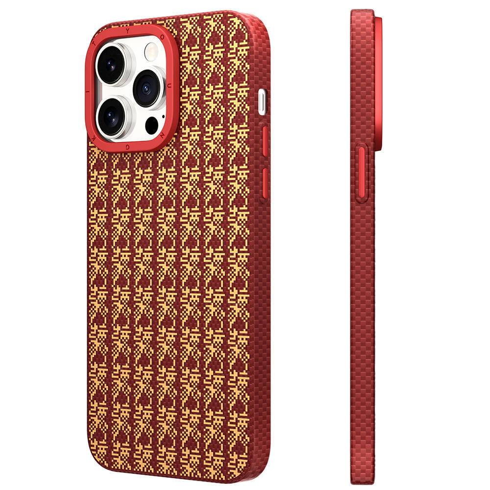 iPhone 15 Pro Max Kılıf M-safe Şarj Özellikli Kevlar 1500D Youngkit Auspicious Loong Serisi Kılıf