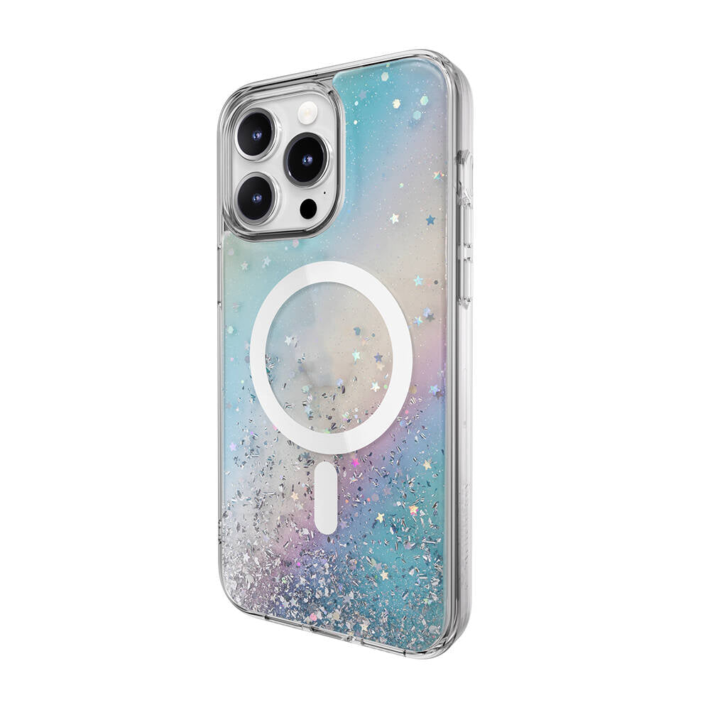 iPhone 15 Pro Max Kılıf M-safe Şarj Özellikli Parlayan Simli Şeffaf Lisanslı Switcheasy Starfield-M Kılıf