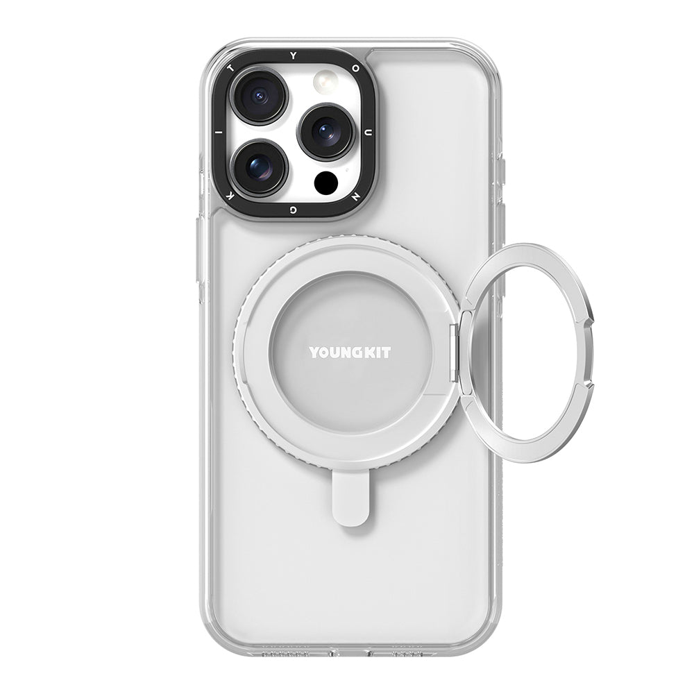 iPhone 15 Pro Max Kılıf M-safe Şarj Özellikli Parmak Ring Standlı Youngkit Pivot Serisi Kılıf