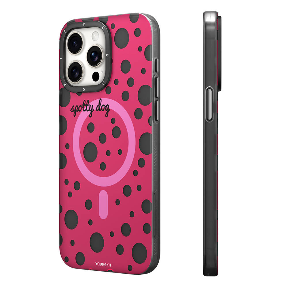 iPhone 15 Pro Max Kılıf M-safe Şarj Özellikli Polka Dot Desenli Youngkit Spots Serisi Kılıf