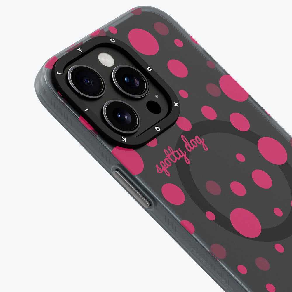 iPhone 15 Pro Max Kılıf M-safe Şarj Özellikli Polka Dot Desenli Youngkit Spots Serisi Kılıf