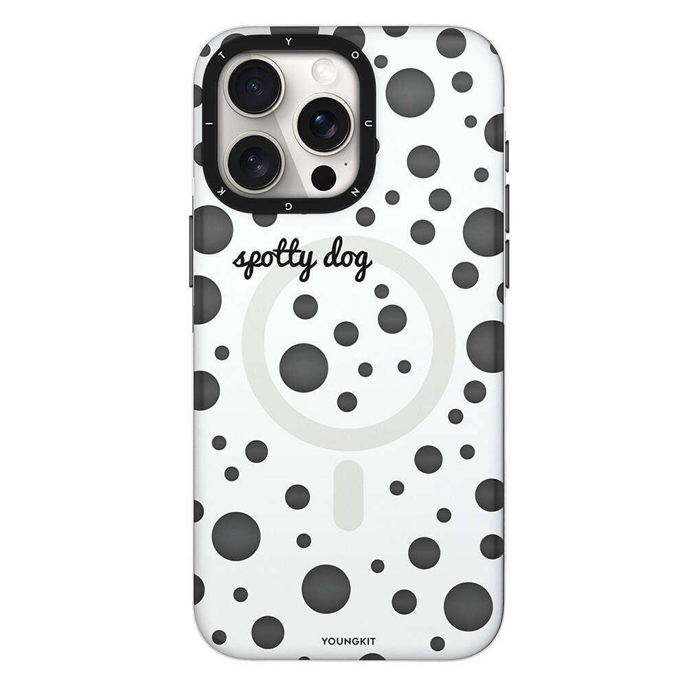 iPhone 15 Pro Max Kılıf M-safe Şarj Özellikli Polka Dot Desenli Youngkit Spots Serisi Kılıf