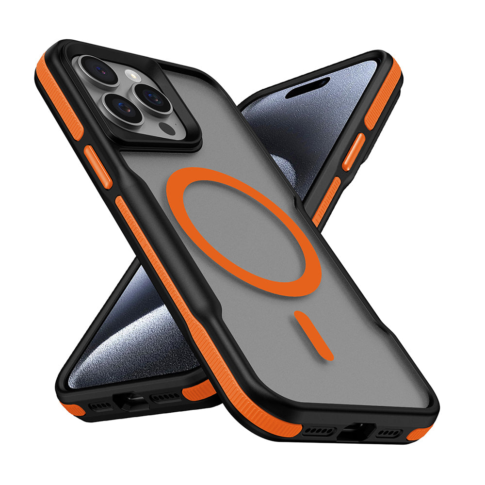 iPhone 15 Pro Max Kılıf M-safe Şarj Özellikli Renkli Kenar Airbag Şeritli Zore Lamer Kılıf