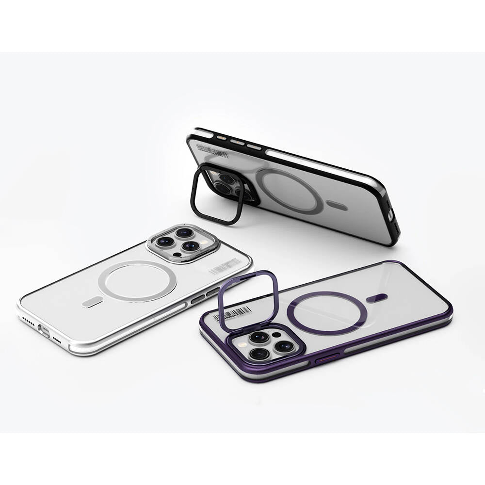 iPhone 15 Pro Max Kılıf M-safe Şarj Özellikli Sararma Önleyici Youngkit Crystal Grid Kılıf