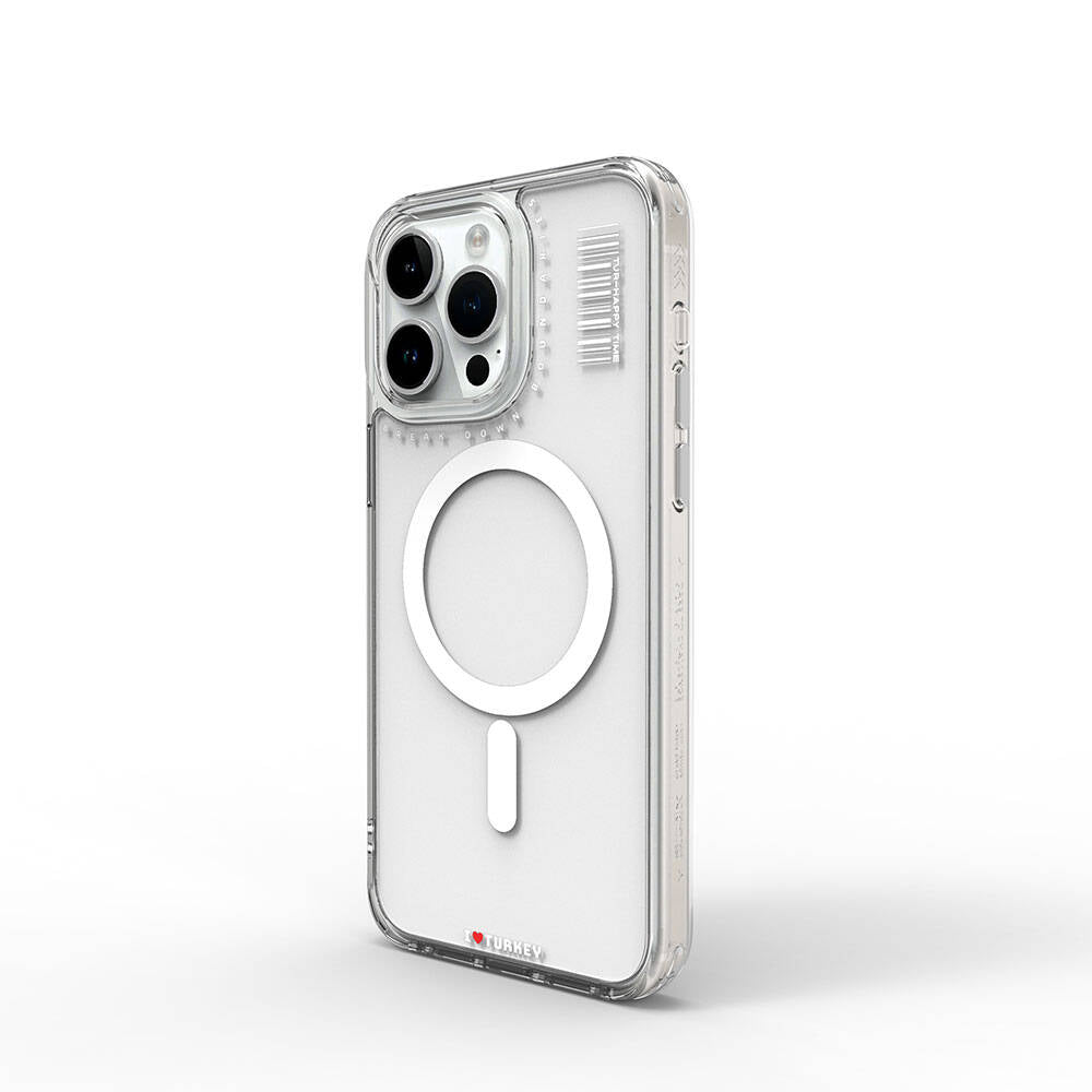 iPhone 15 Pro Max Kılıf M-safe Şarj Özellikli Şeffaf Transparan Wiwu Turkey D Serisi Kılıf