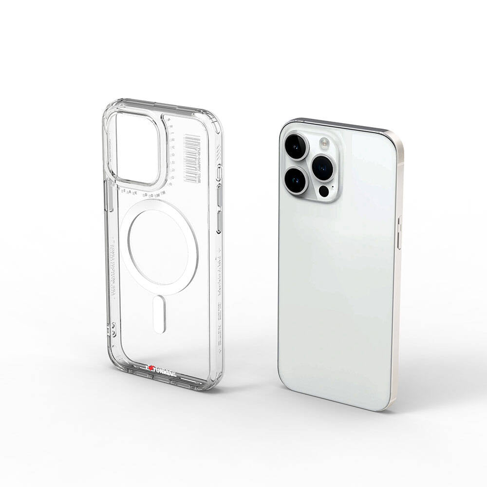 iPhone 15 Pro Max Kılıf M-safe Şarj Özellikli Şeffaf Transparan Wiwu Turkey D Serisi Kılıf
