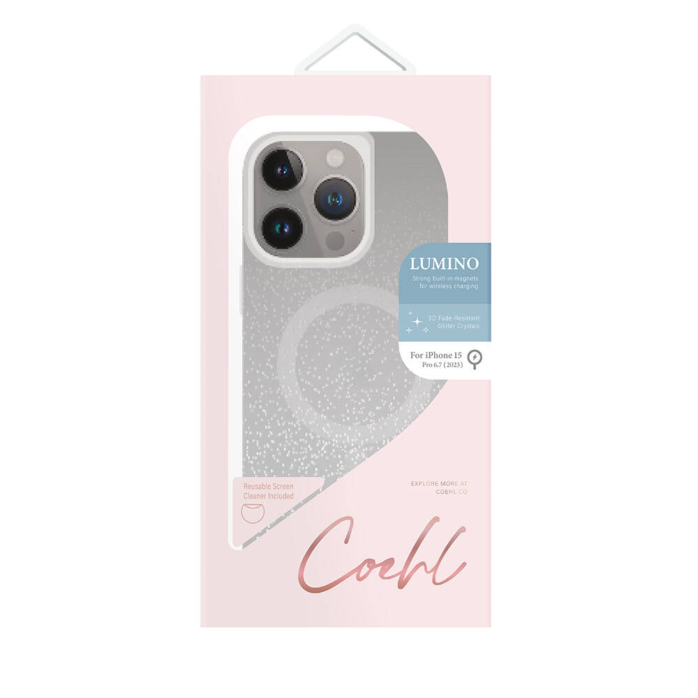 iPhone 15 Pro Max Kılıf M-safe Şarj Özellikli Simli Arka Yüzey Coehl Lumino Kılıf