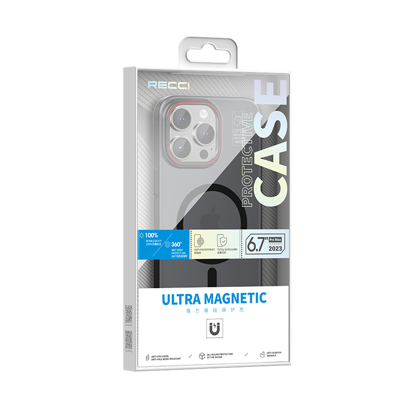 iPhone 15 Pro Max Kılıf M-safe Şarj Özellikli Standlı Metal Kamera Çerçeveli Mat Recci Glaze Serisi Kılıf