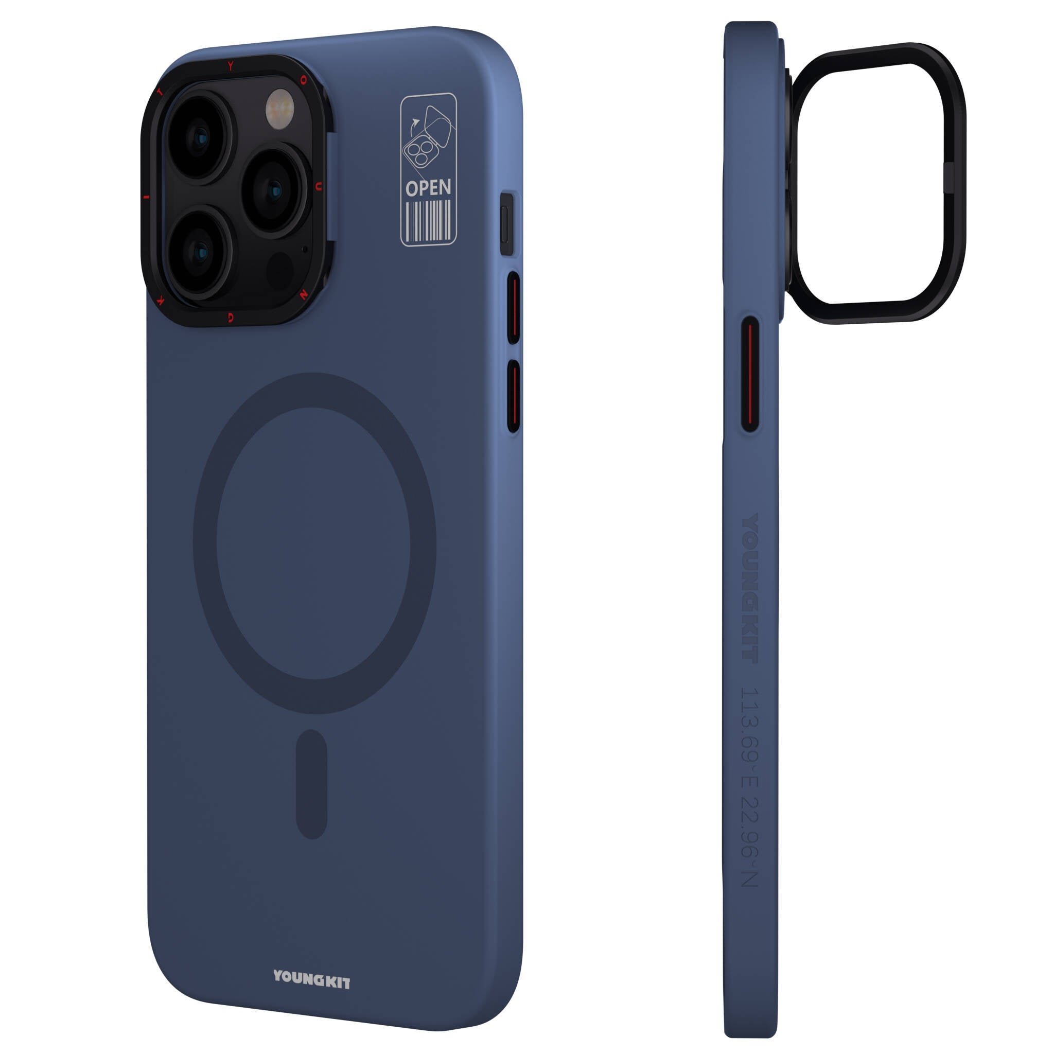 iPhone 15 Pro Max Kılıf M-safe Şarj Özellikli Standlı YoungKit Hermit Bracket Serisi Kılıf