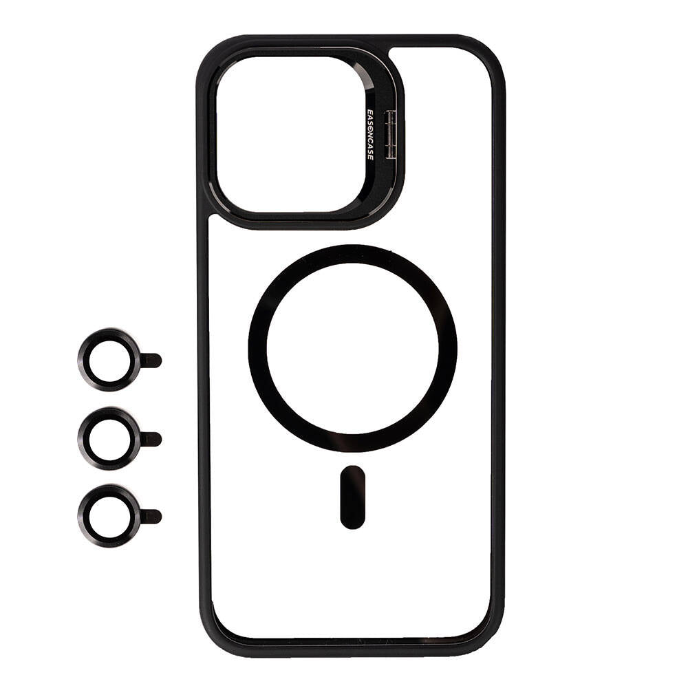 iPhone 15 Pro Max Kılıf M-safe Şarj Özellikli Standlı Zore M-safe Klon Lensli Kılıf