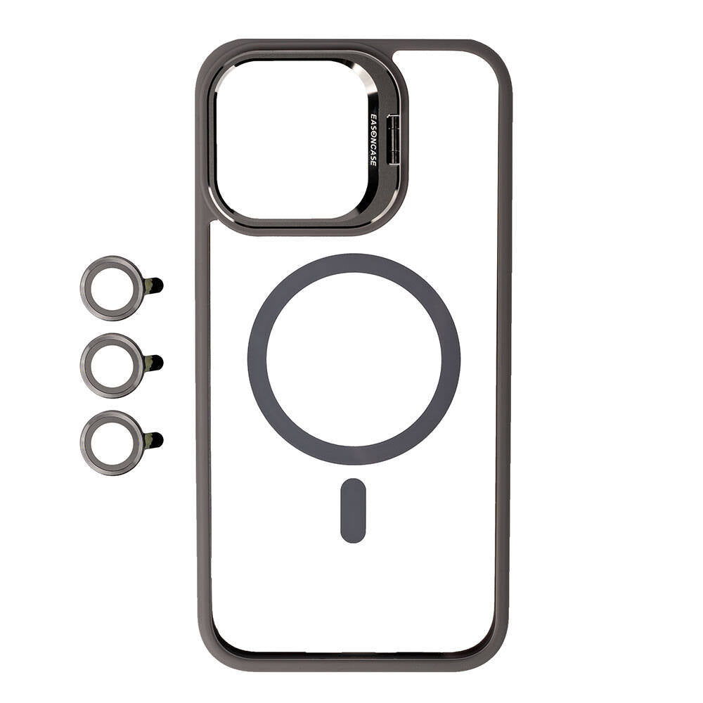 iPhone 15 Pro Max Kılıf M-safe Şarj Özellikli Standlı Zore M-safe Klon Lensli Kılıf