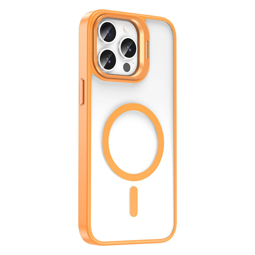 iPhone 15 Pro Max Kılıf M-safe Şarj Özellikli Standlı Zore M-safe Klon Lensli Kılıf