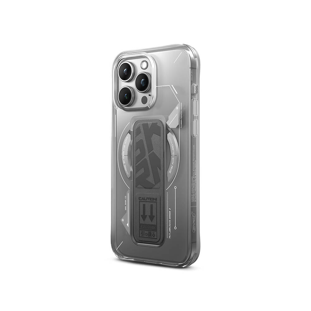 iPhone 15 Pro Max Kılıf M-safe Şarj Özellikli Teknoloji Desenli Standlı Skinarma Helio Kılıf