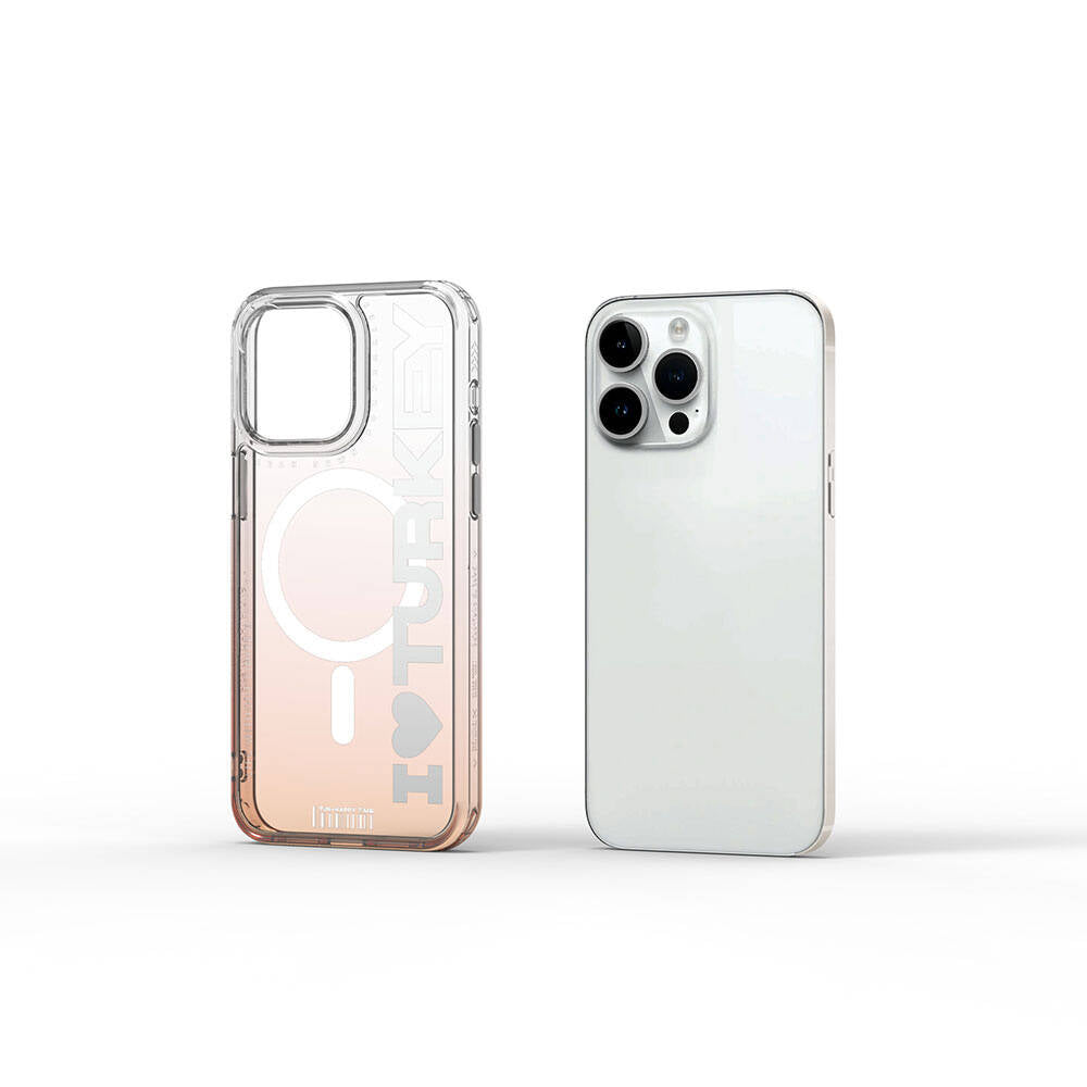 iPhone 15 Pro Max Kılıf M-safe Şarj Özellikli Transparan Renk Geçişli Wiwu Turkey C Serisi Kılıf