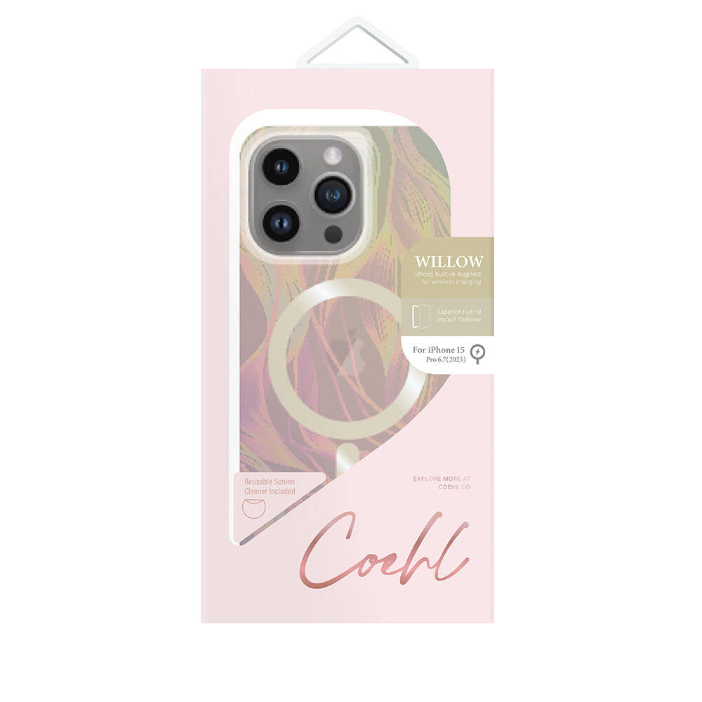 iPhone 15 Pro Max Kılıf M-safe Şarj Özellikli Yaprak Desenli Coehl Willow Kılıf