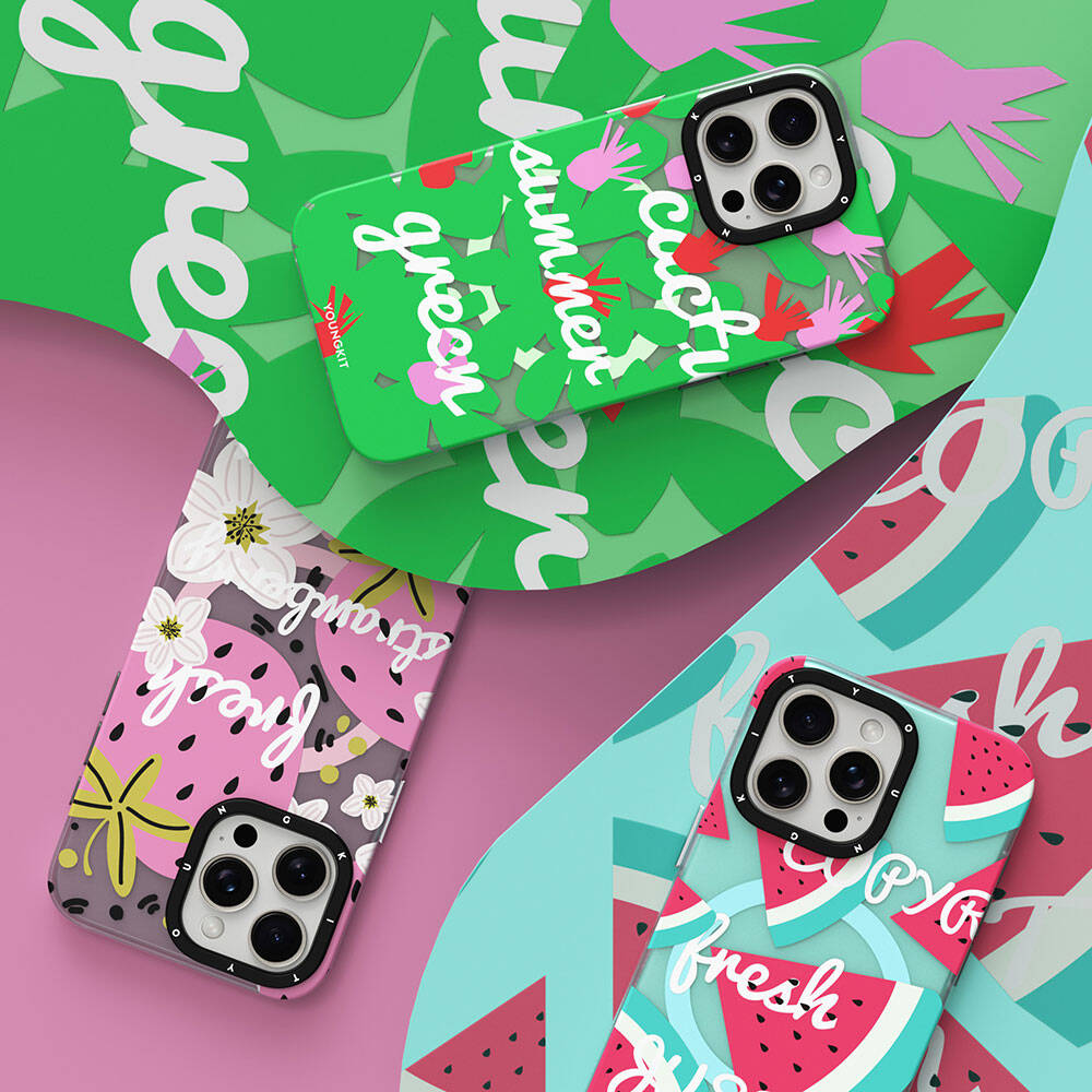 iPhone 15 Pro Max Kılıf M-safe Şarj Özellikli Yaz Meyvesi Desenli Youngkit Fruity Flavour Serisi Kılıf