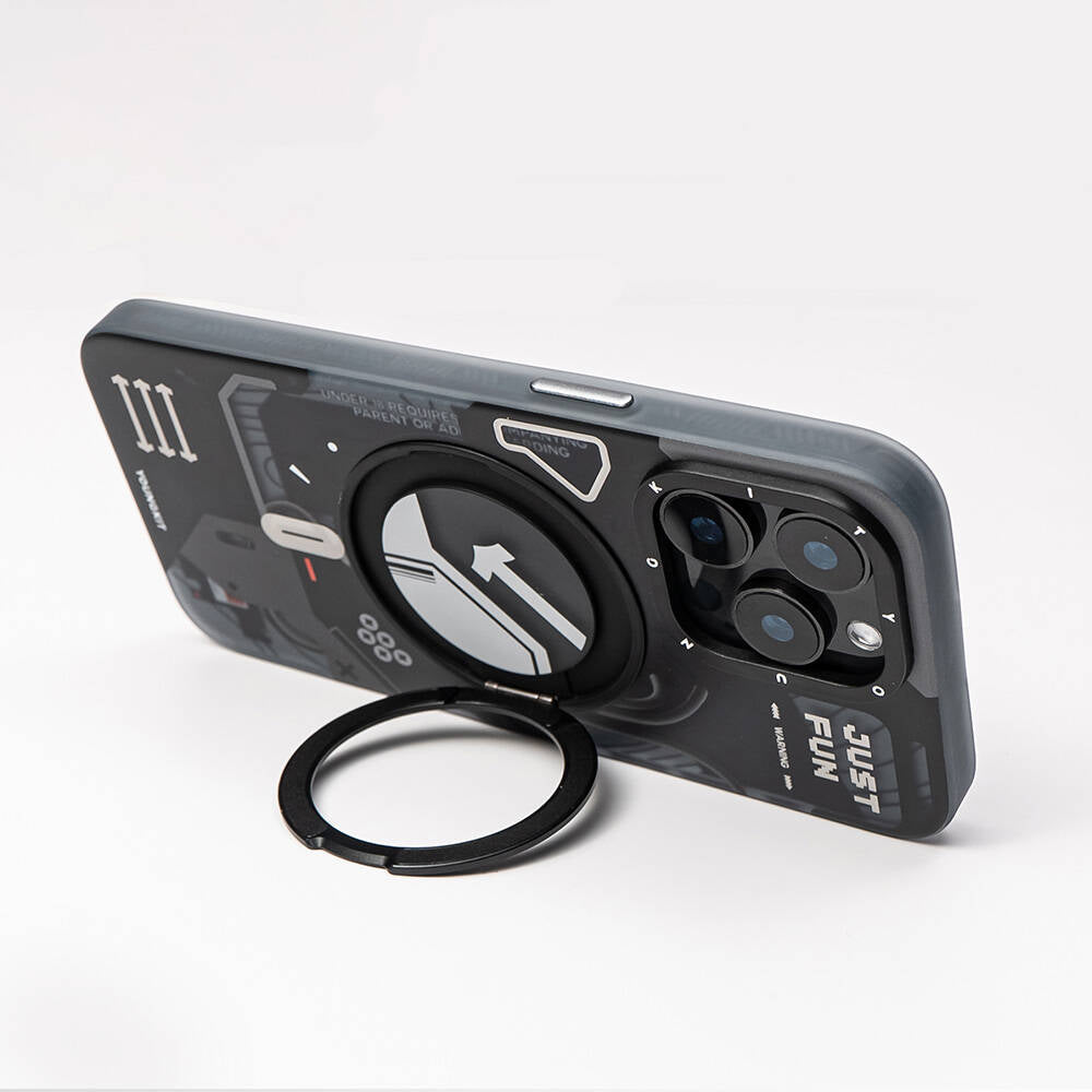 iPhone 15 Pro Max Kılıf M-safe Şarj Özellikli Youngkit 360° Standlı Starship Serisi Kılıf