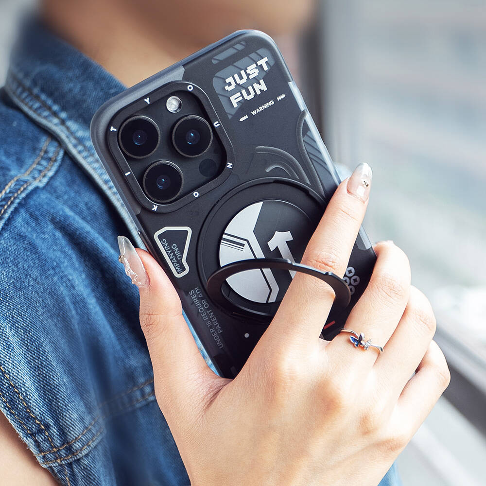 iPhone 15 Pro Max Kılıf M-safe Şarj Özellikli Youngkit 360° Standlı Starship Serisi Kılıf