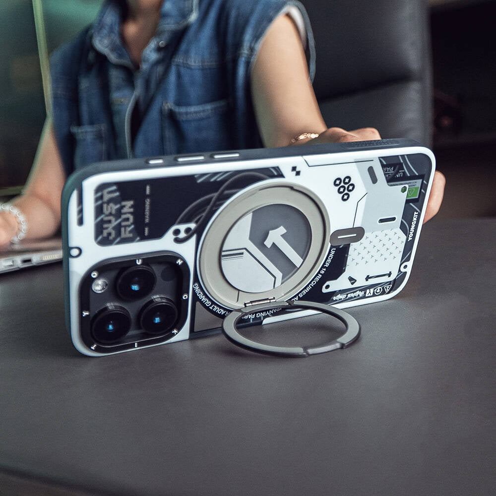 iPhone 15 Pro Max Kılıf M-safe Şarj Özellikli Youngkit 360° Standlı Starship Serisi Kılıf