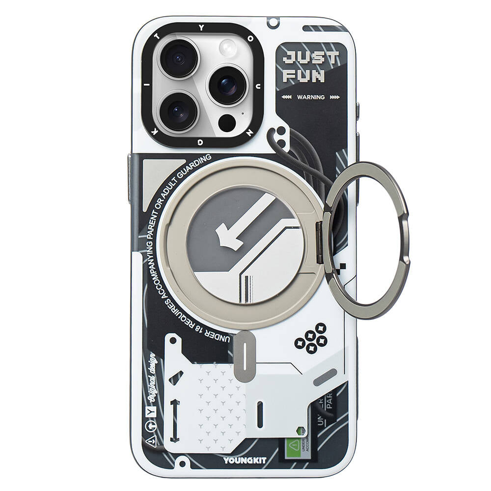 iPhone 15 Pro Max Kılıf M-safe Şarj Özellikli Youngkit 360° Standlı Starship Serisi Kılıf