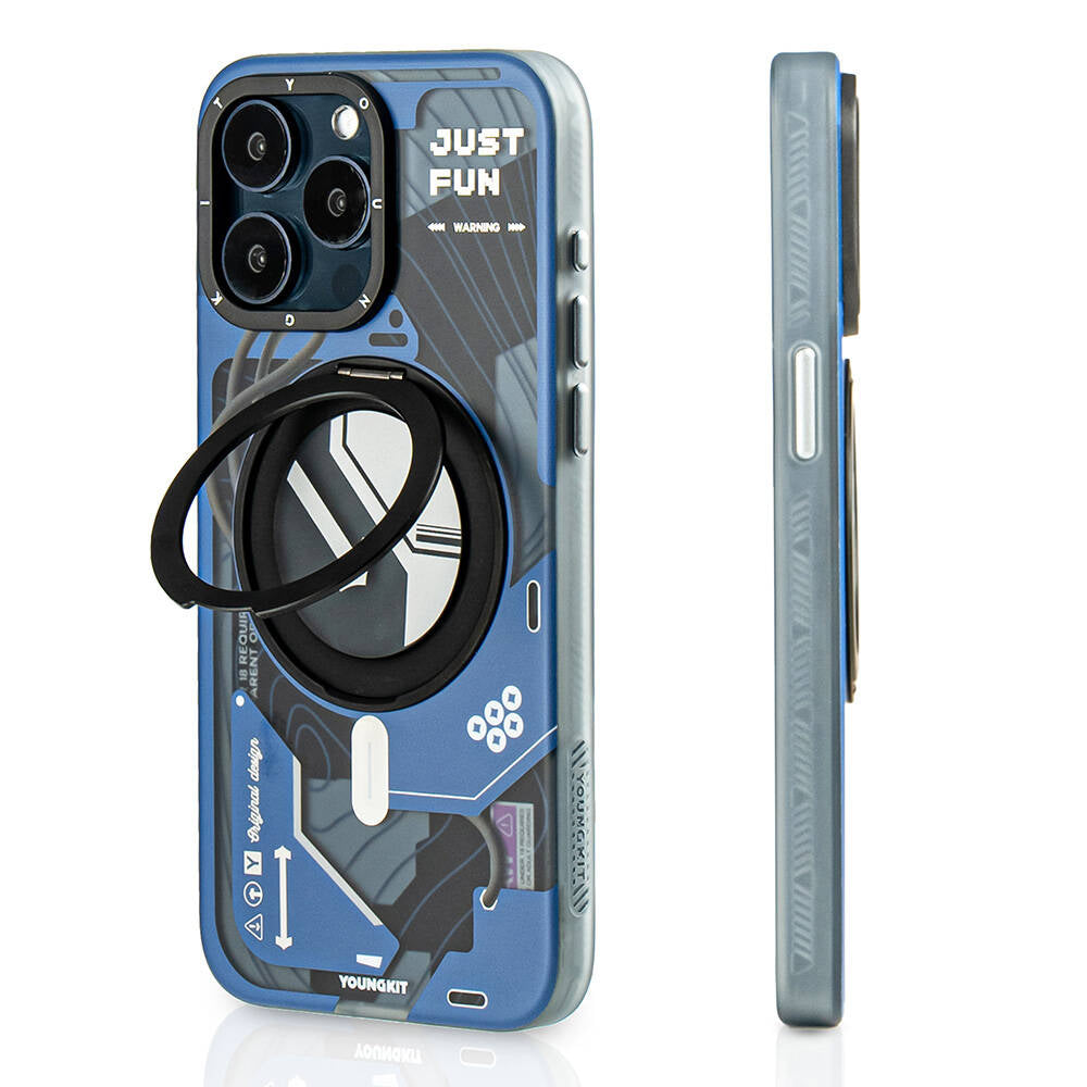 iPhone 15 Pro Max Kılıf M-safe Şarj Özellikli Youngkit 360° Standlı Starship Serisi Kılıf