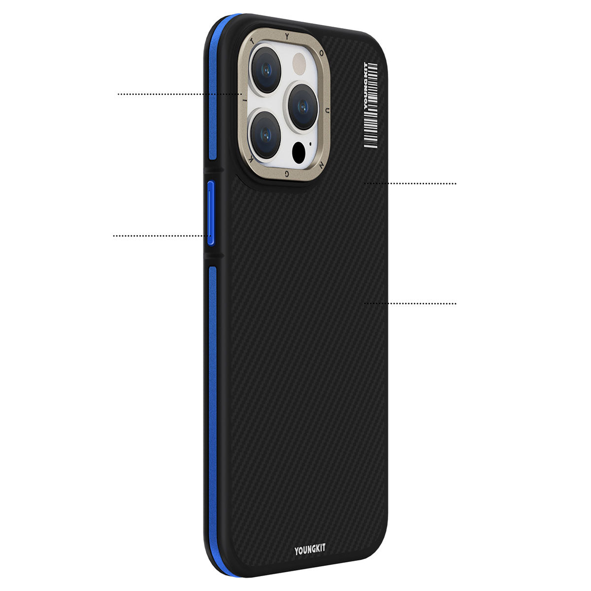 iPhone 15 Pro Max Kılıf M-safe Şarj Özellikli YoungKit 600D Kevlar Kılıf