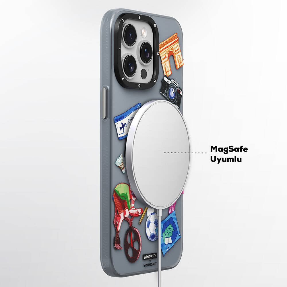 iPhone 15 Pro Max Kılıf M-safe Şarj Özellikli Youngkit in Paris Serisi Kılıf