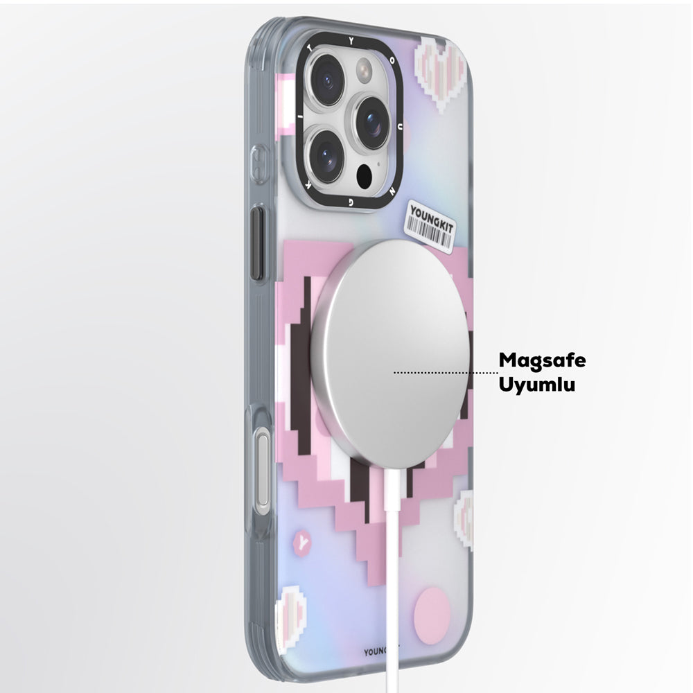 iPhone 15 Pro Max Kılıf M-safe Şarj Özellikli Youngkit Love Serisi Kılıf