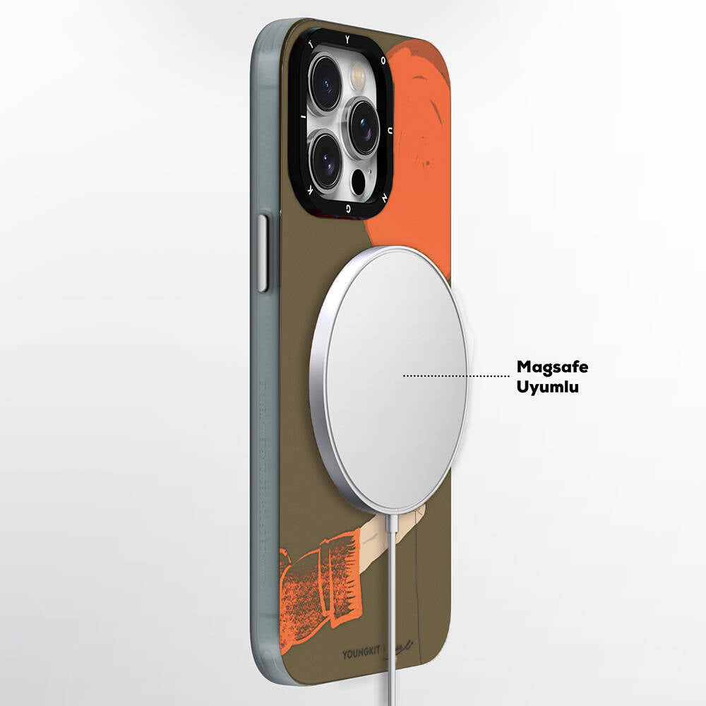 iPhone 15 Pro Max Kılıf M-safe Şarj Özellikli Youngkit Orange Serisi Flying Balloon Kılıf