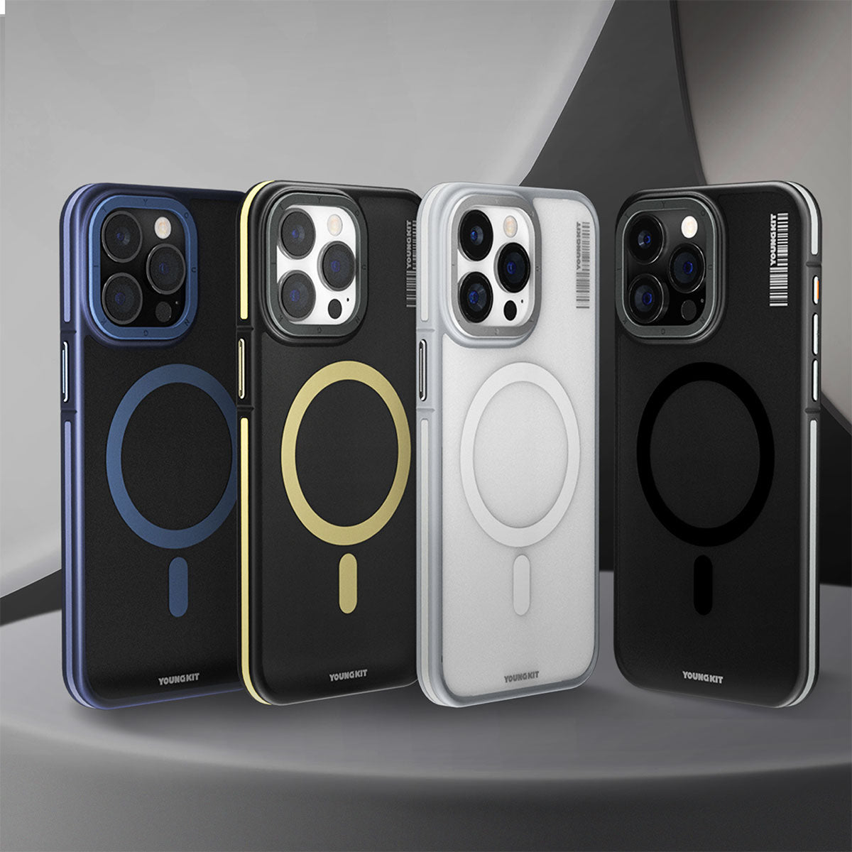 iPhone 15 Pro Max Kılıf M-safe Şarj Özellikli Youngkit Rock Sand Serisi Kılıf