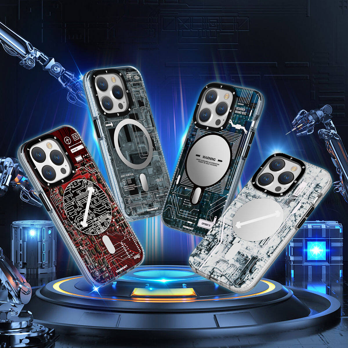 iPhone 15 Pro Max Kılıf M-safe Şarj Özellikli YoungKit Technology Serisi Kılıf