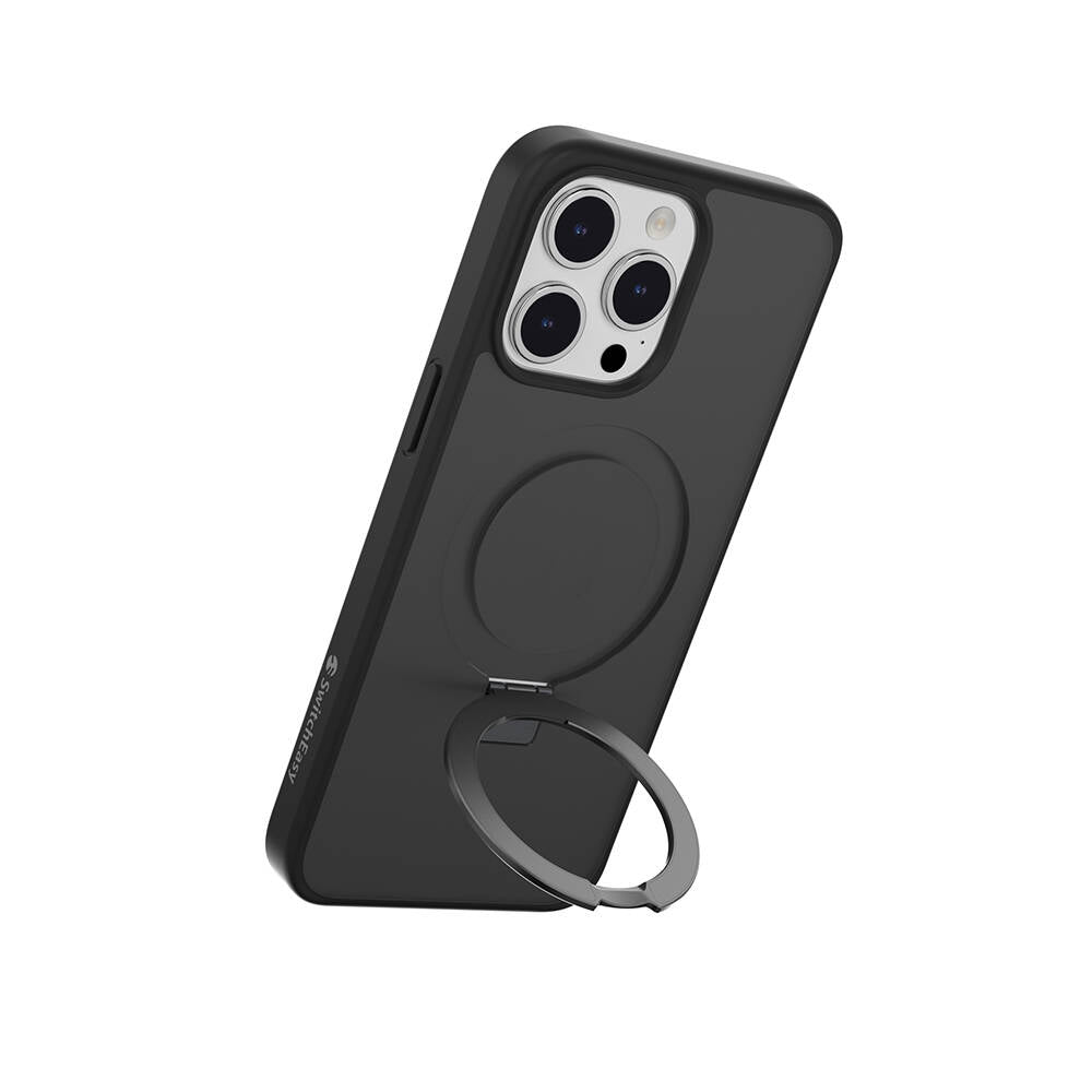 iPhone 15 Pro Max Kılıf M-safe Şarj Özellikli Yüzük Standlı Lisanslı Switcheasy Magstand-M Kılıf