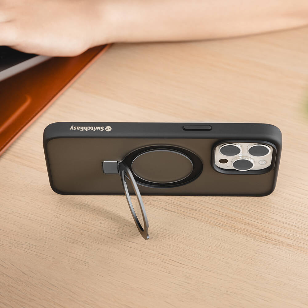iPhone 15 Pro Max Kılıf M-safe Şarj Özellikli Yüzük Standlı Lisanslı Switcheasy Magstand-M Kılıf