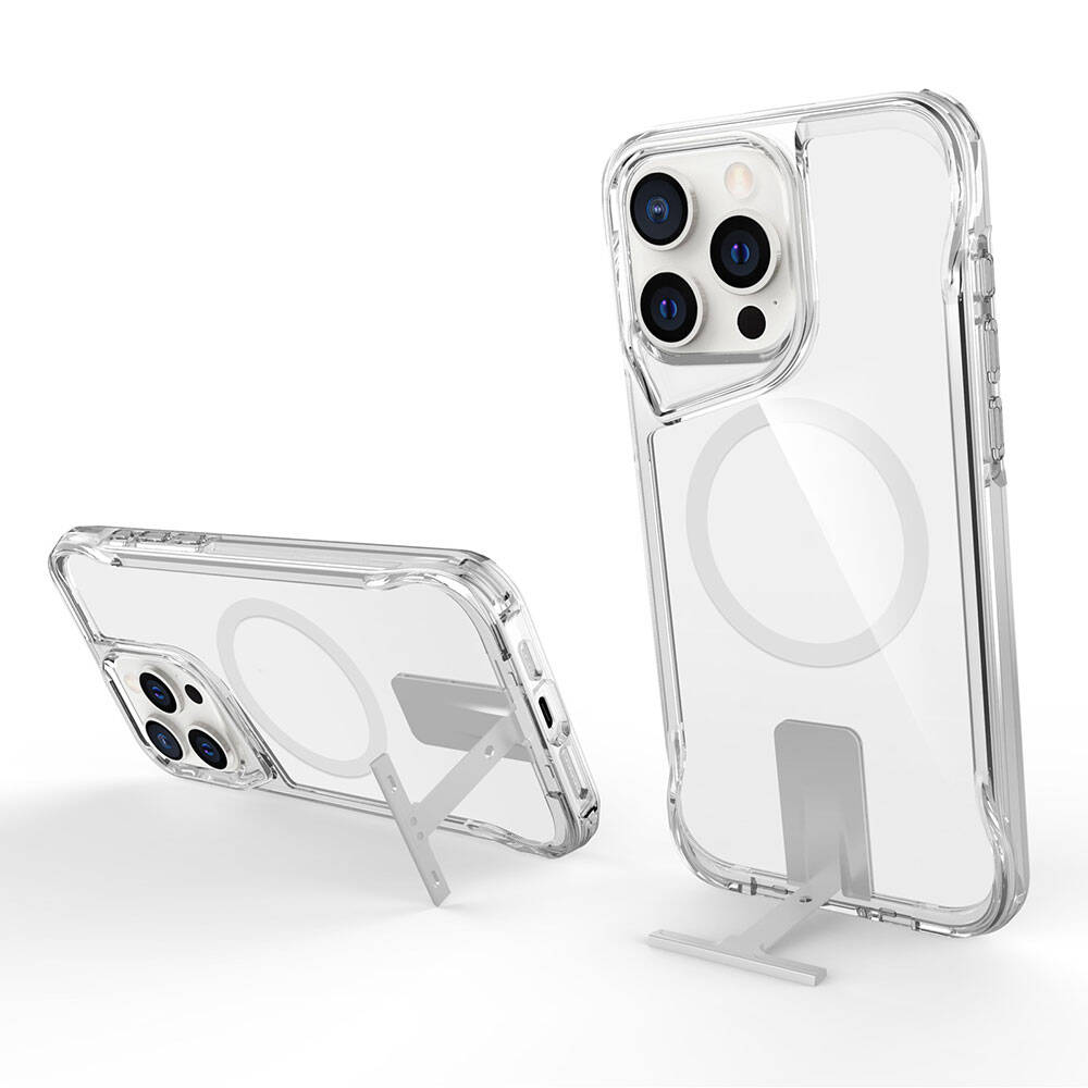 iPhone 15 Pro Max Kılıf M-safe Şarj Özellikli Zore T-Max Standlı Kılıf