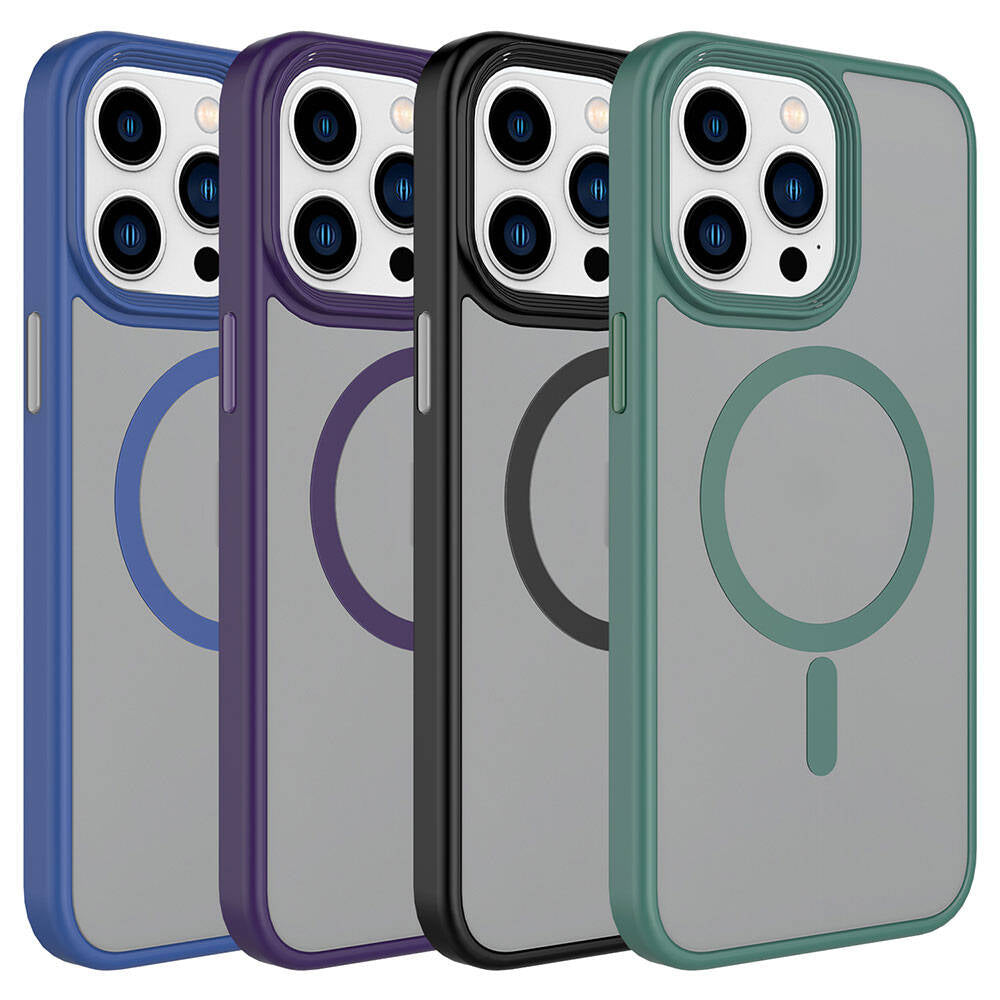 iPhone 15 Pro Max Kılıf Mat Arka Yüzey Wireless Şarj Özellikli Zore Flet M-safe Kılıf